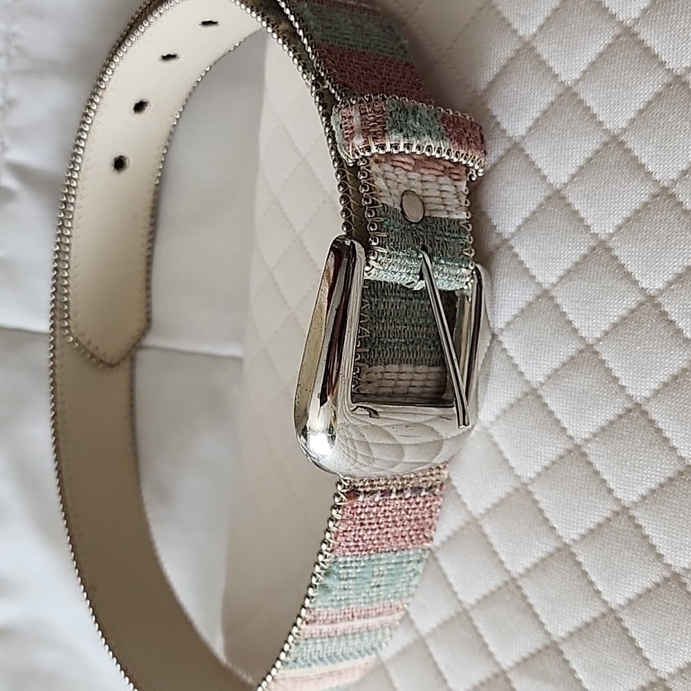 Absolutely Fresh Pastel Striped Belt with Silver Buckle